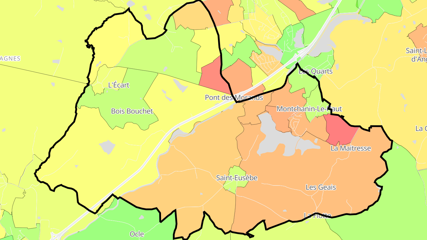 Carte des prix de l'immobilier Saint-Eusèbe
