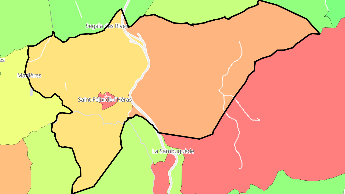 Carte des prix de l'immobilier Saint-Félix-de-l'Héras