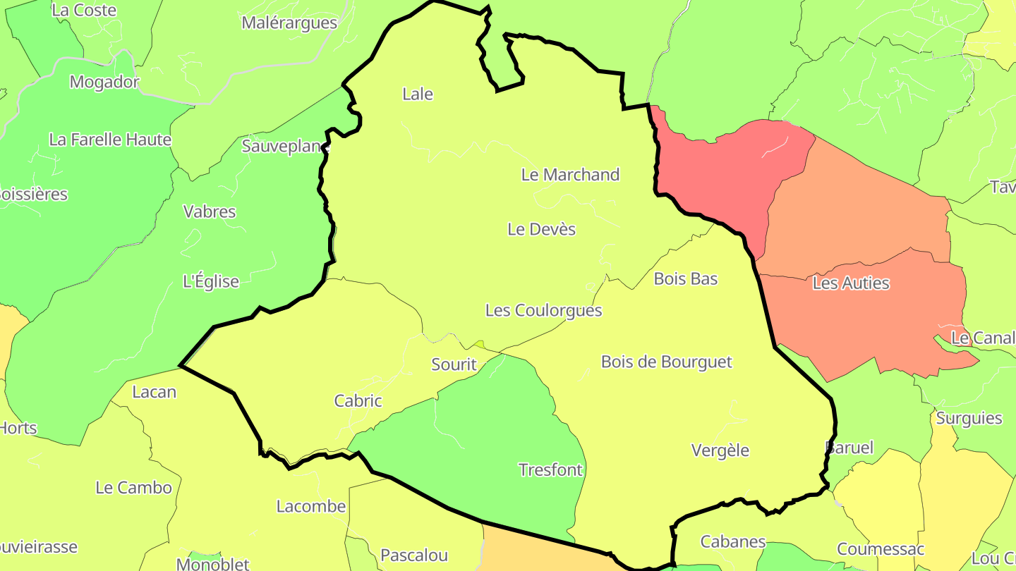 Carte des prix de l'immobilier Saint-Félix-de-Pallières