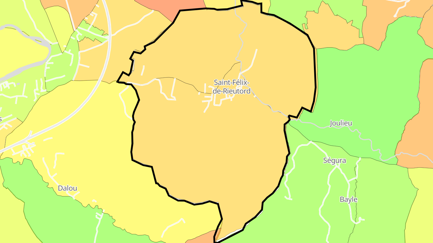 Carte des prix de l'immobilier Saint-Félix-de-Rieutord