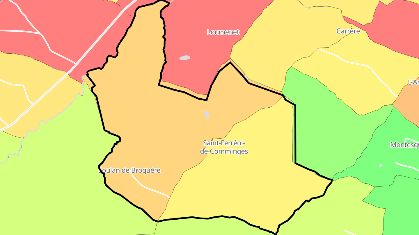 Carte des prix de l'immobilier Saint-Ferréol-de-Comminges