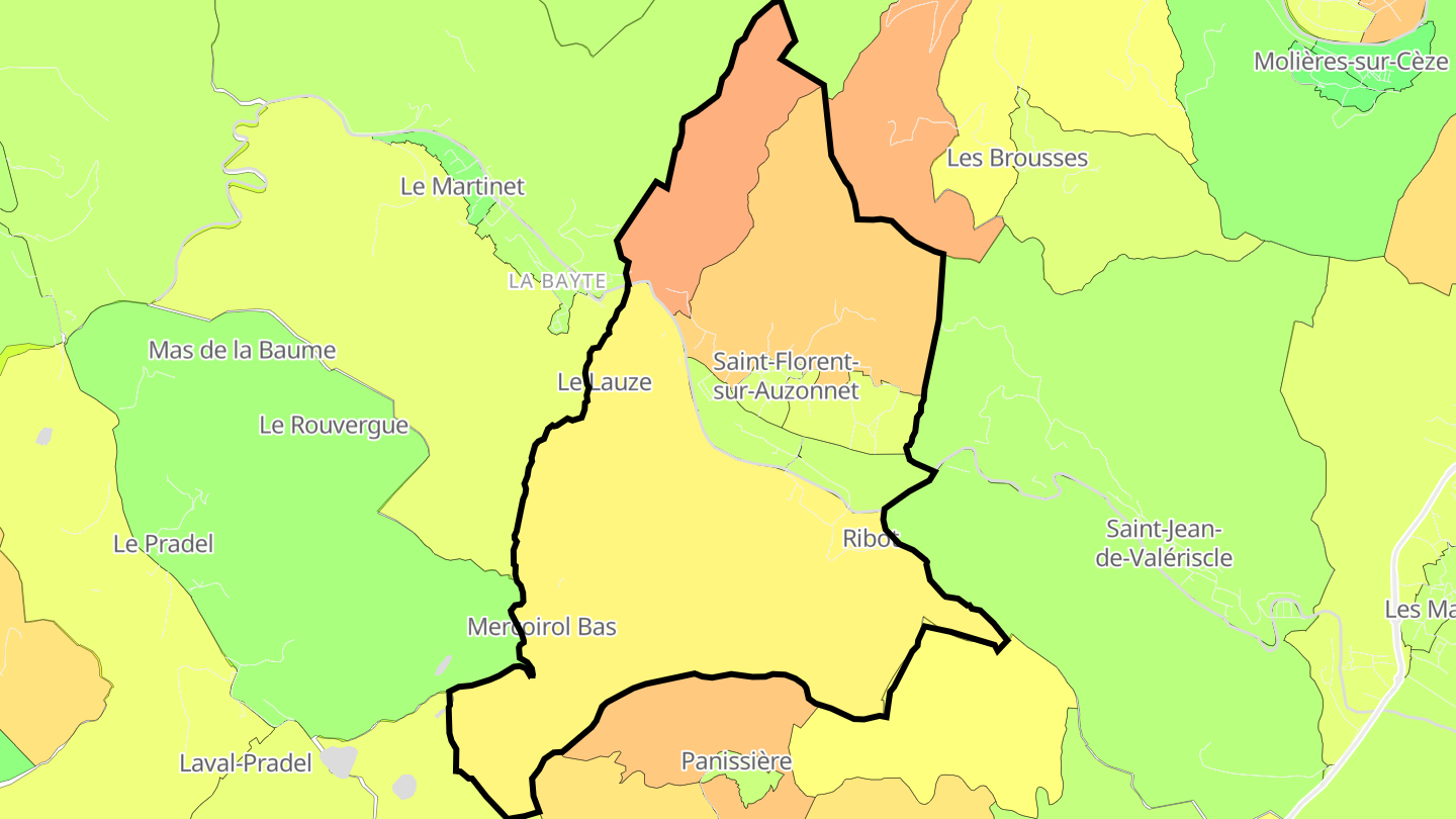Carte des prix de l'immobilier Saint-Florent-sur-Auzonnet
