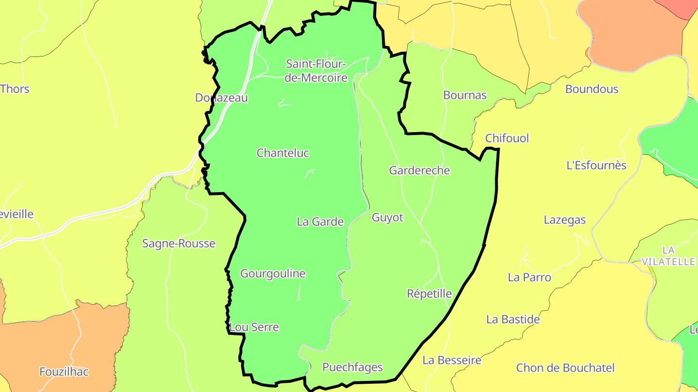 Carte des prix de l'immobilier Saint-Flour-de-Mercoire
