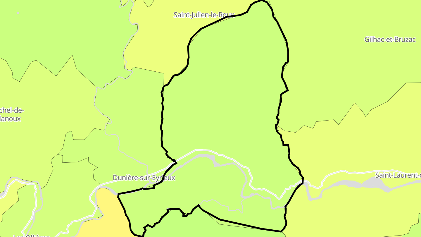 Carte des prix de l'immobilier Saint-Fortunat-sur-Eyrieux