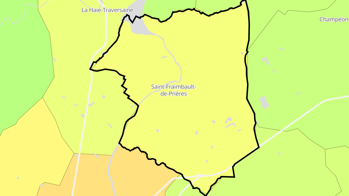 Carte des prix de l'immobilier Saint-Fraimbault-de-Prières