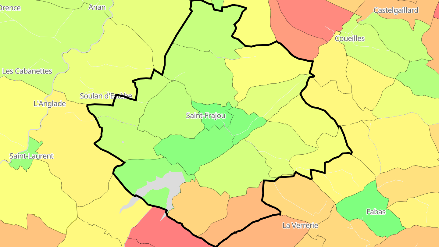 Carte des prix de l'immobilier Saint-Frajou