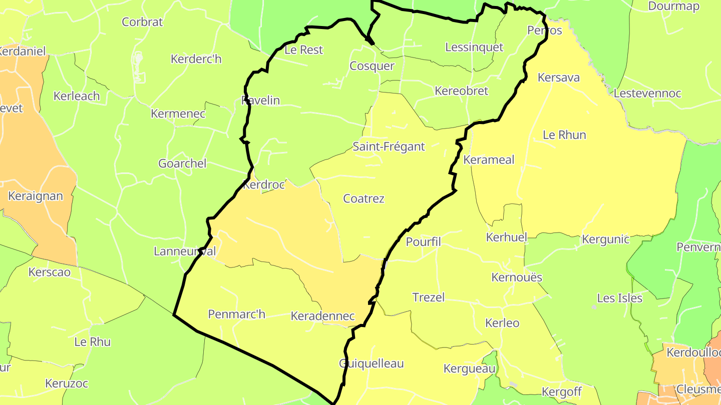 Carte des prix de l'immobilier Saint-Frégant