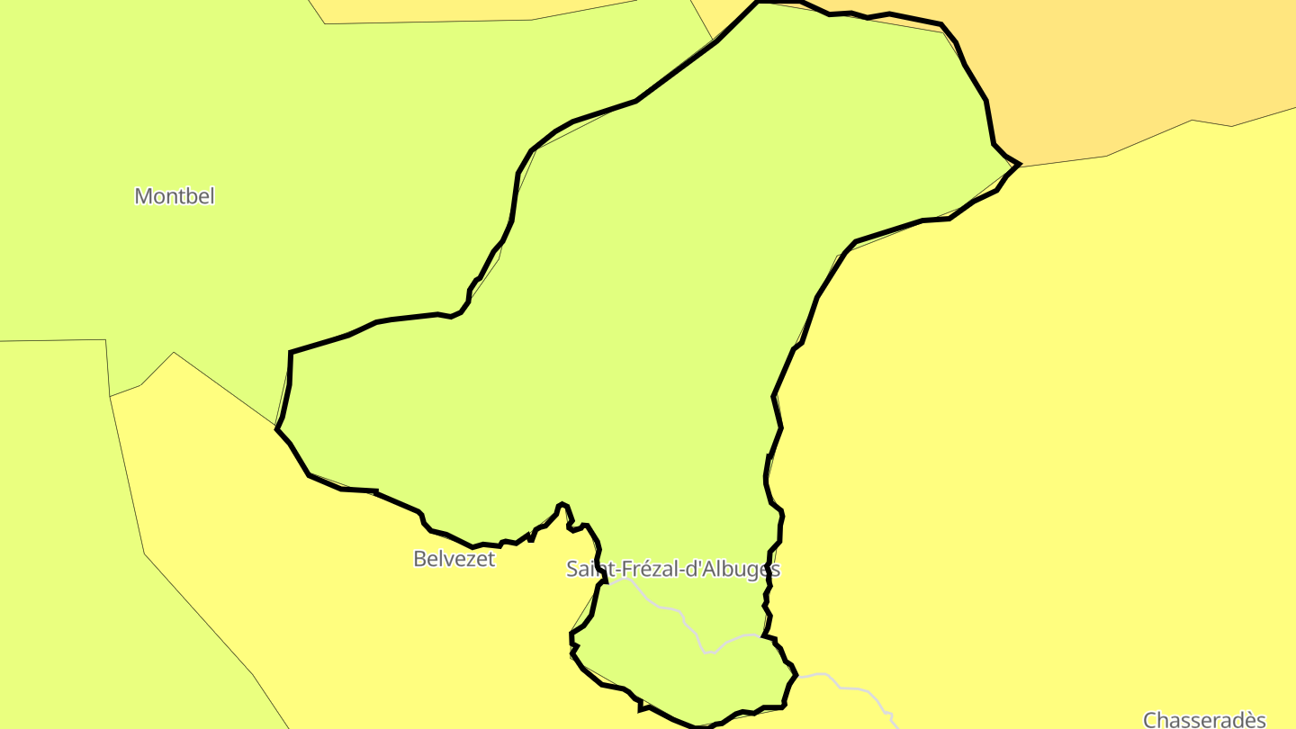Carte des prix de l'immobilier Saint-Frézal-d'Albuges