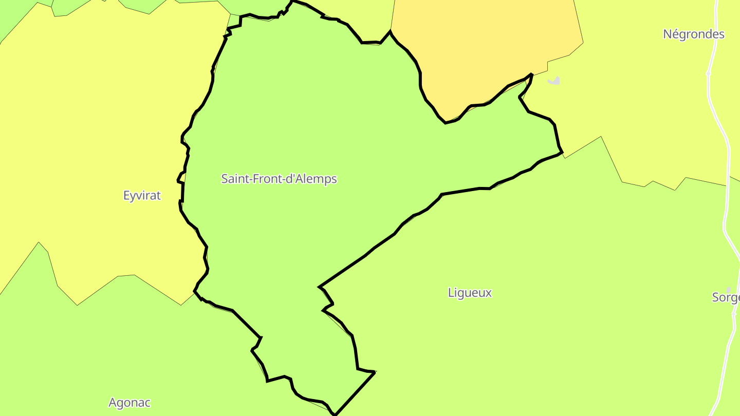 Carte des prix de l'immobilier Saint-Front-d'Alemps