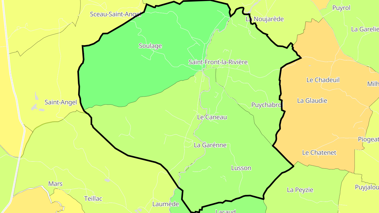 Carte des prix de l'immobilier Saint-Front-la-Rivière
