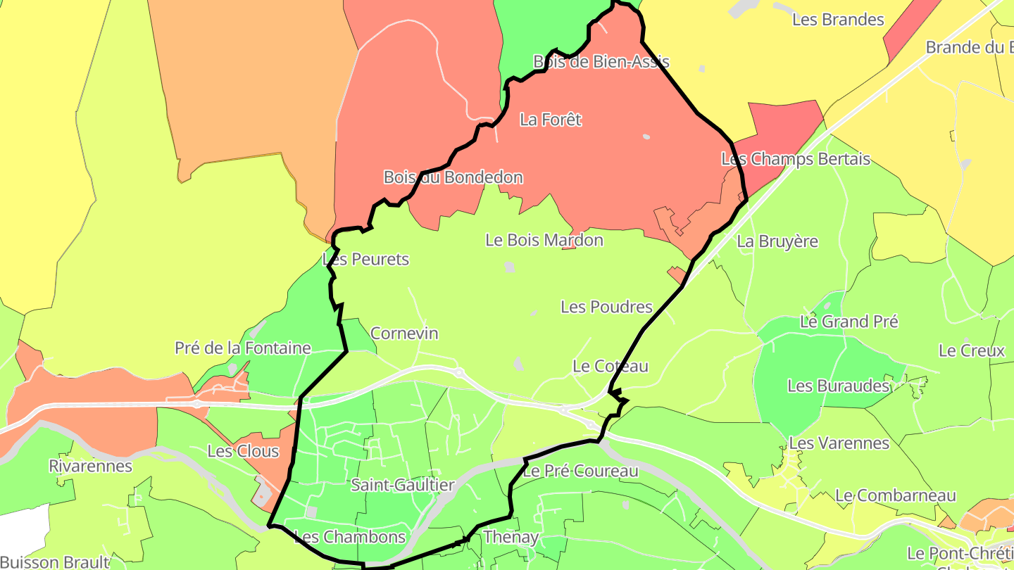 Carte des prix de l'immobilier Saint-Gaultier
