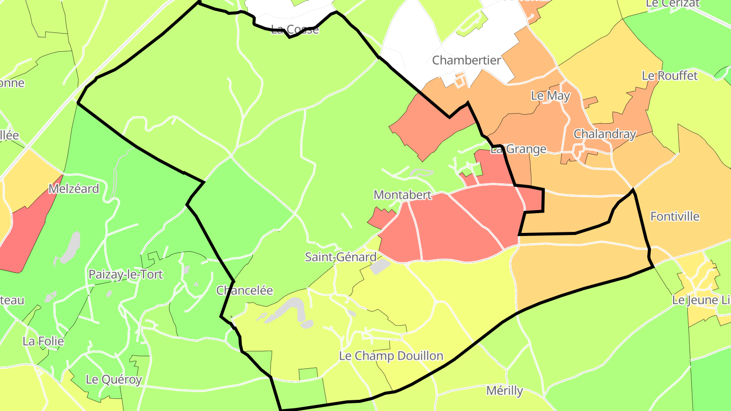 Carte des prix de l'immobilier Saint-Génard