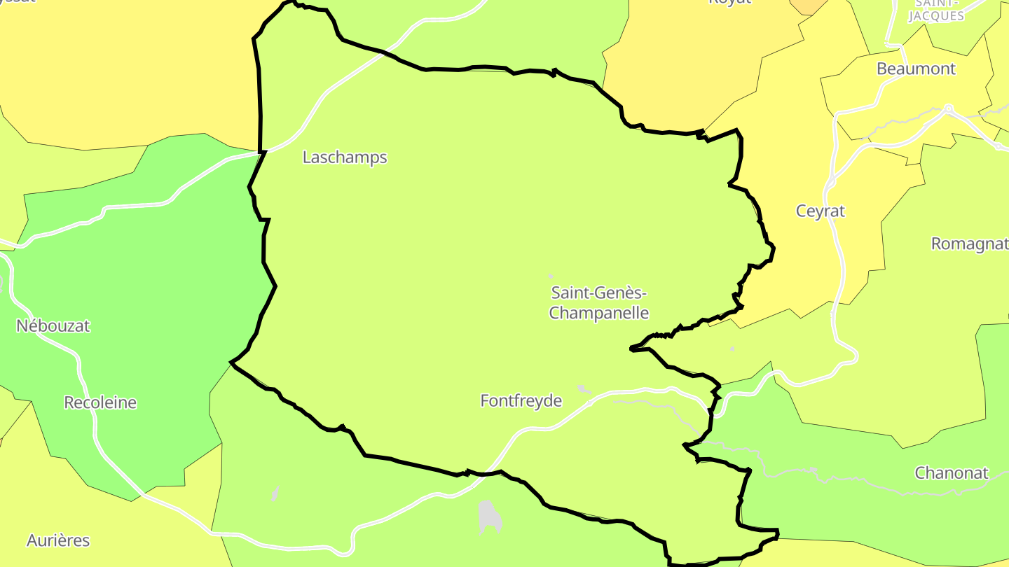 Carte des prix de l'immobilier Saint-Genès-Champanelle