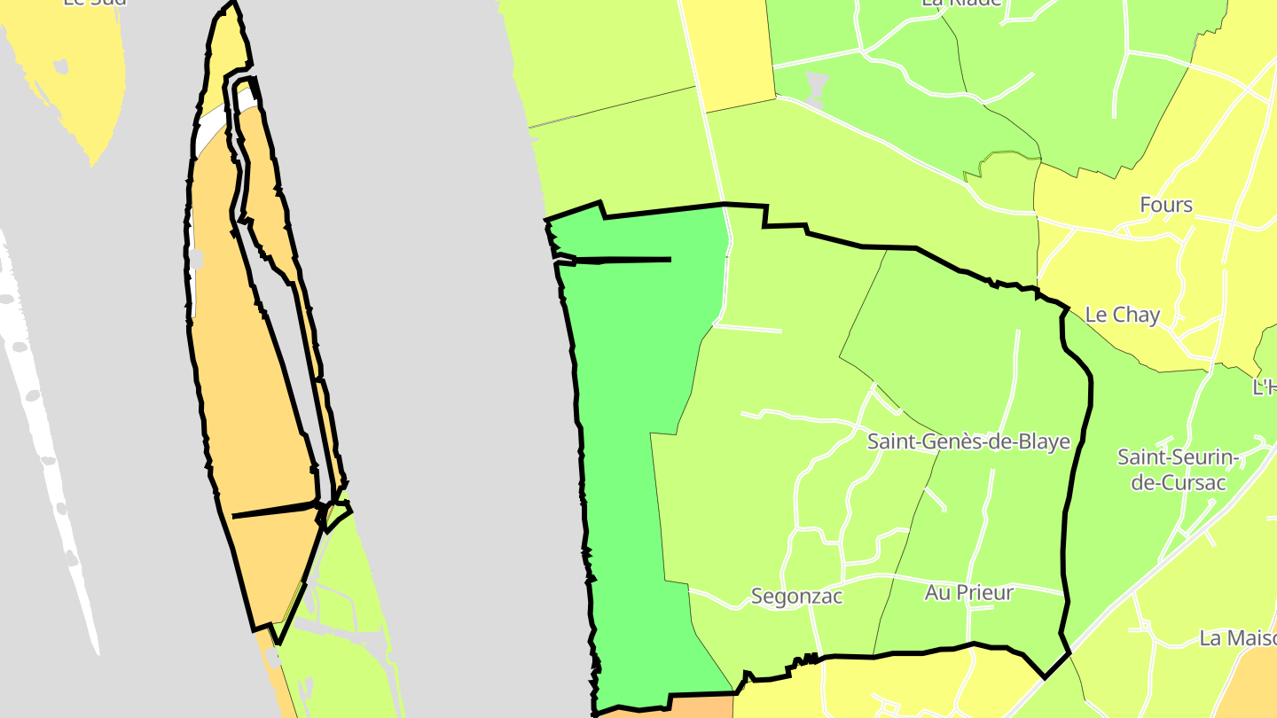 Carte des prix de l'immobilier Saint-Genès-de-Blaye