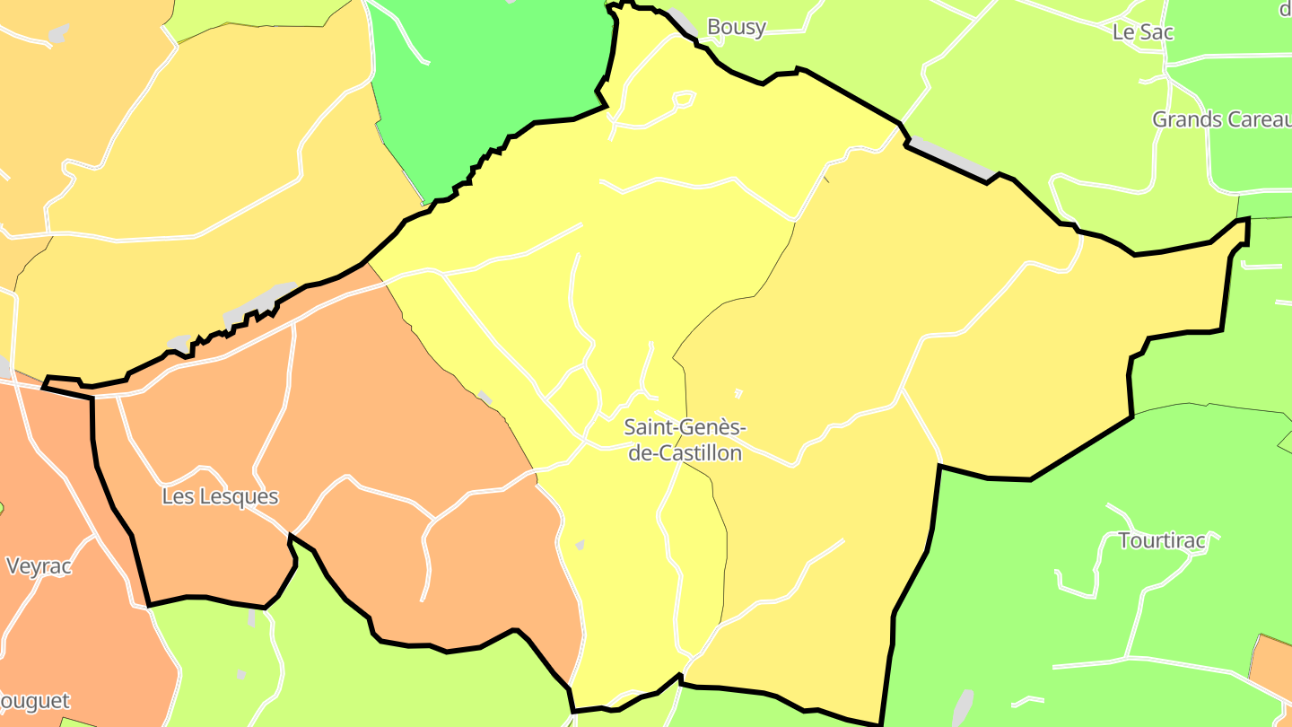 Carte des prix de l'immobilier Saint-Genès-de-Castillon
