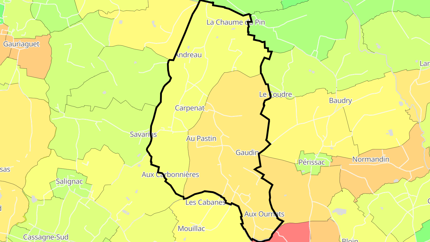 Carte des prix de l'immobilier Saint-Genès-de-Fronsac