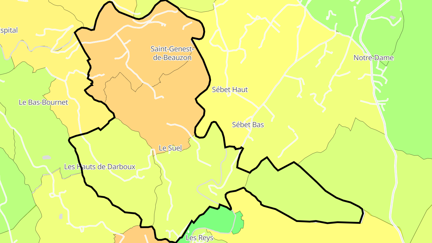 Carte des prix de l'immobilier Saint-Genest-de-Beauzon