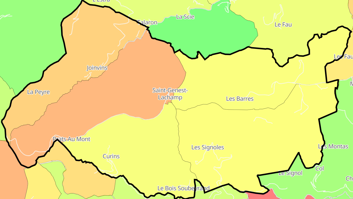 Carte des prix de l'immobilier Saint-Genest-Lachamp