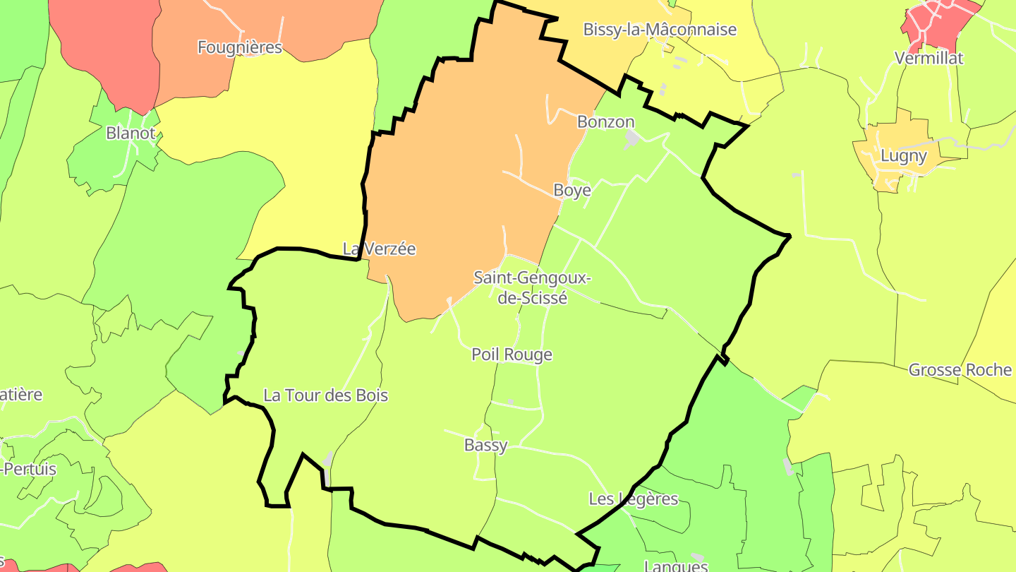 Carte des prix de l'immobilier Saint-Gengoux-de-Scissé