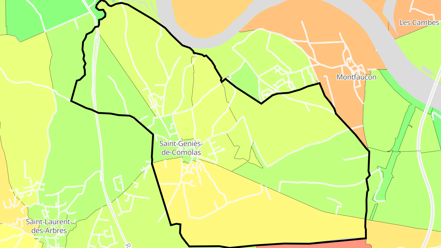 Carte des prix de l'immobilier Saint-Geniès-de-Comolas
