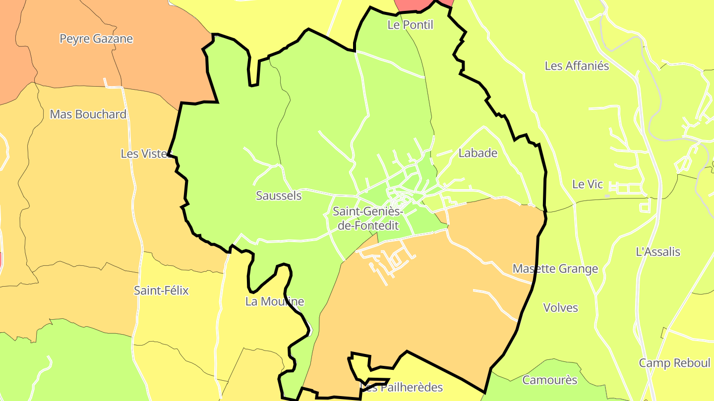 Carte des prix de l'immobilier Saint-Geniès-de-Fontedit