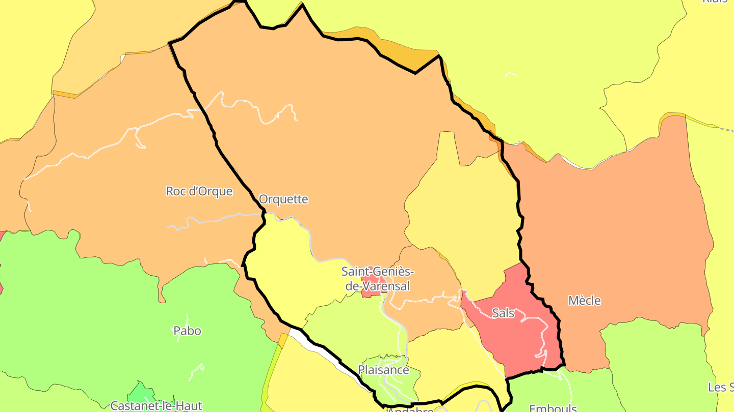 Carte des prix de l'immobilier Saint-Geniès-de-Varensal