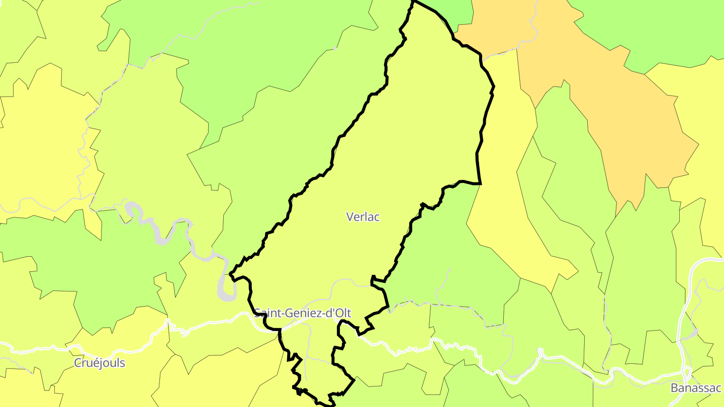 Carte des prix de l'immobilier Saint Geniez d'Olt et d'Aubrac