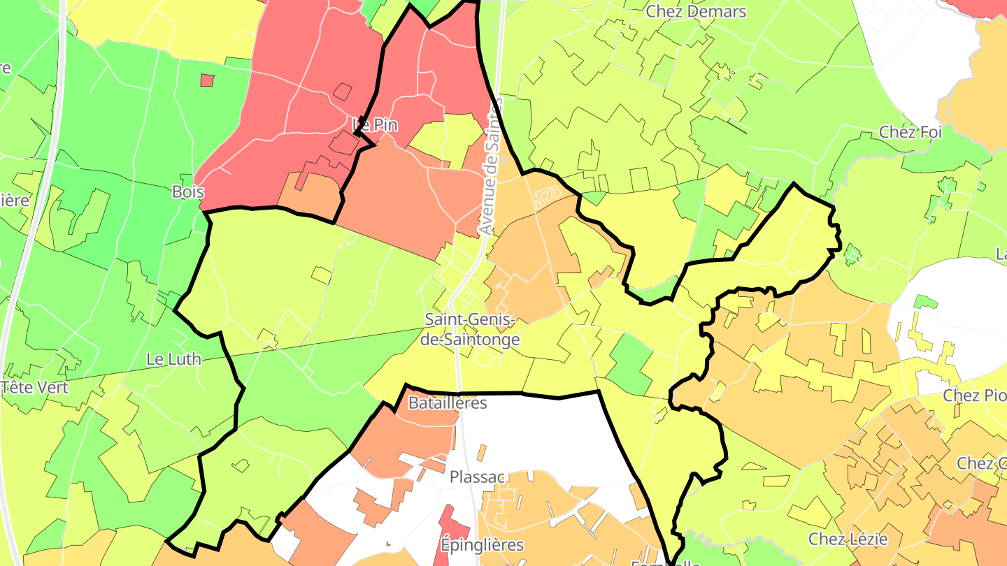 Carte des prix de l'immobilier Saint-Genis-de-Saintonge