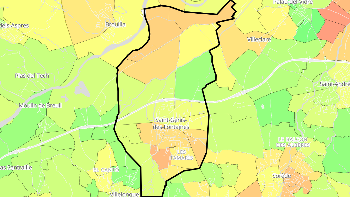 Carte des prix de l'immobilier Saint-Génis-des-Fontaines