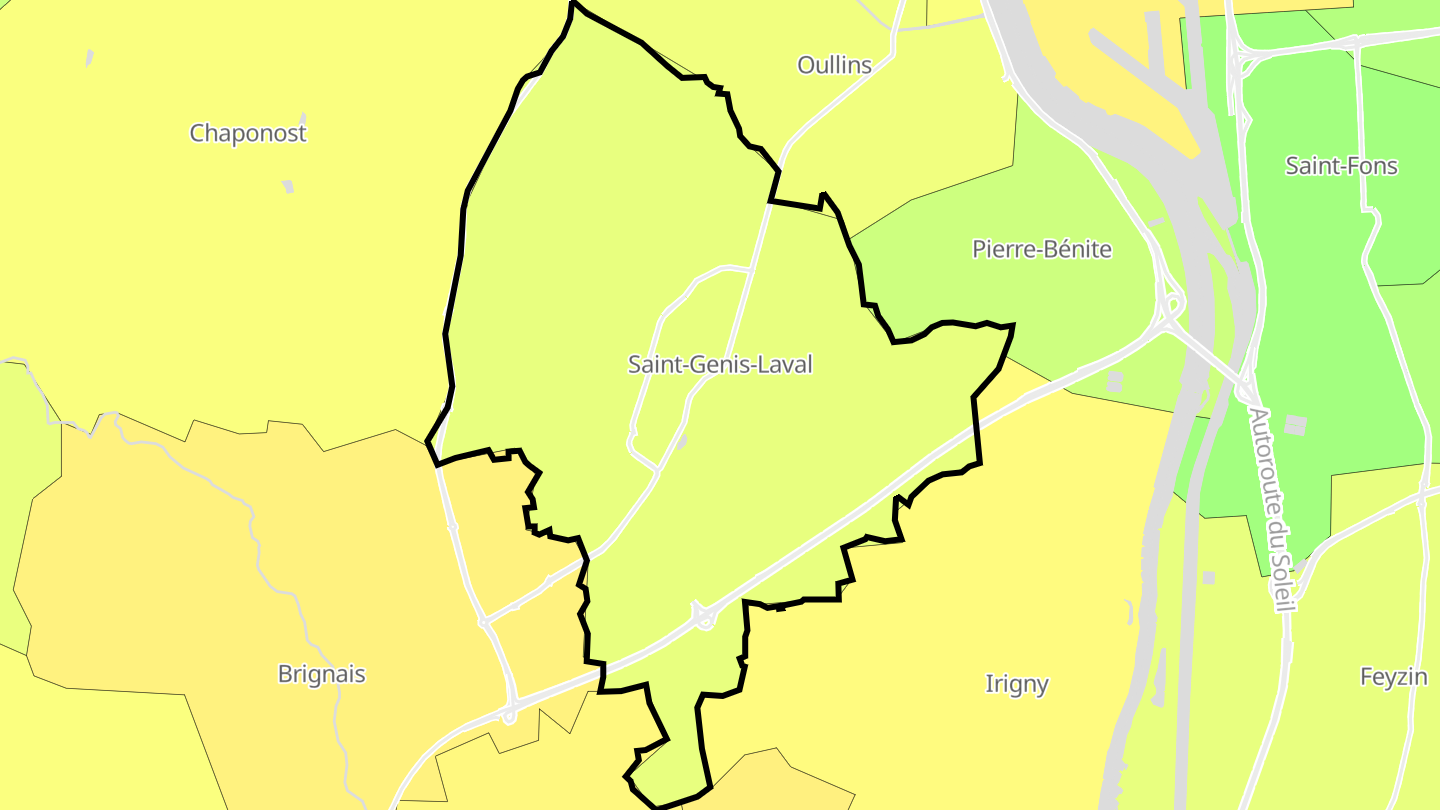 Carte des prix de l'immobilier Saint-Genis-Laval