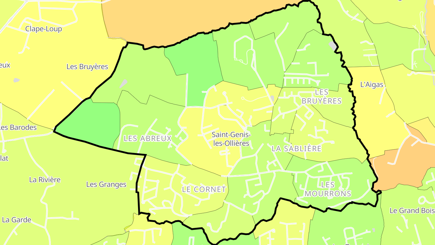 Carte des prix de l'immobilier Saint-Genis-les-Ollières