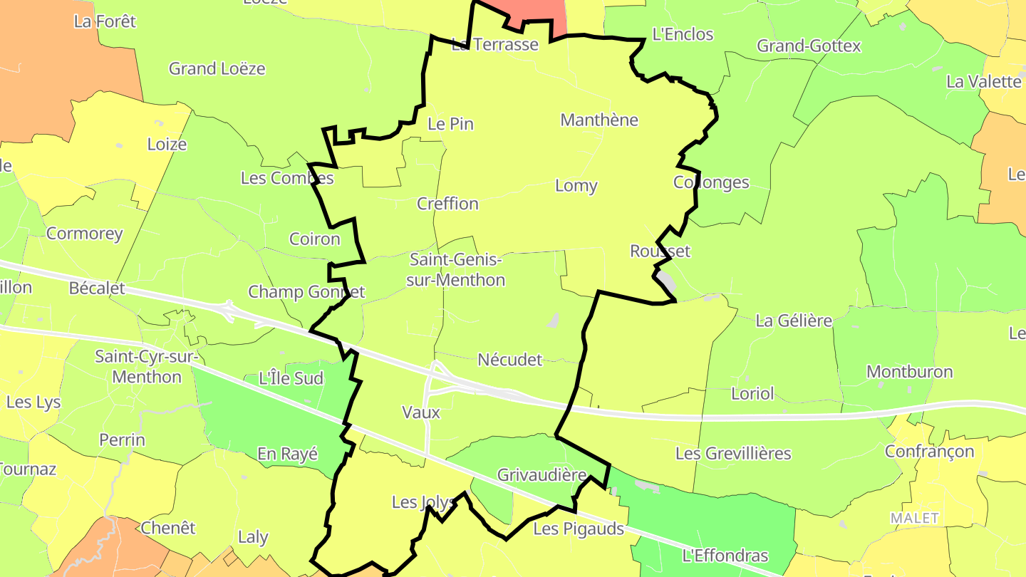 Carte des prix de l'immobilier Saint-Genis-sur-Menthon