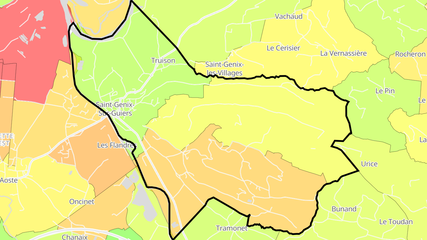 Carte des prix de l'immobilier Saint-Genix-sur-Guiers
