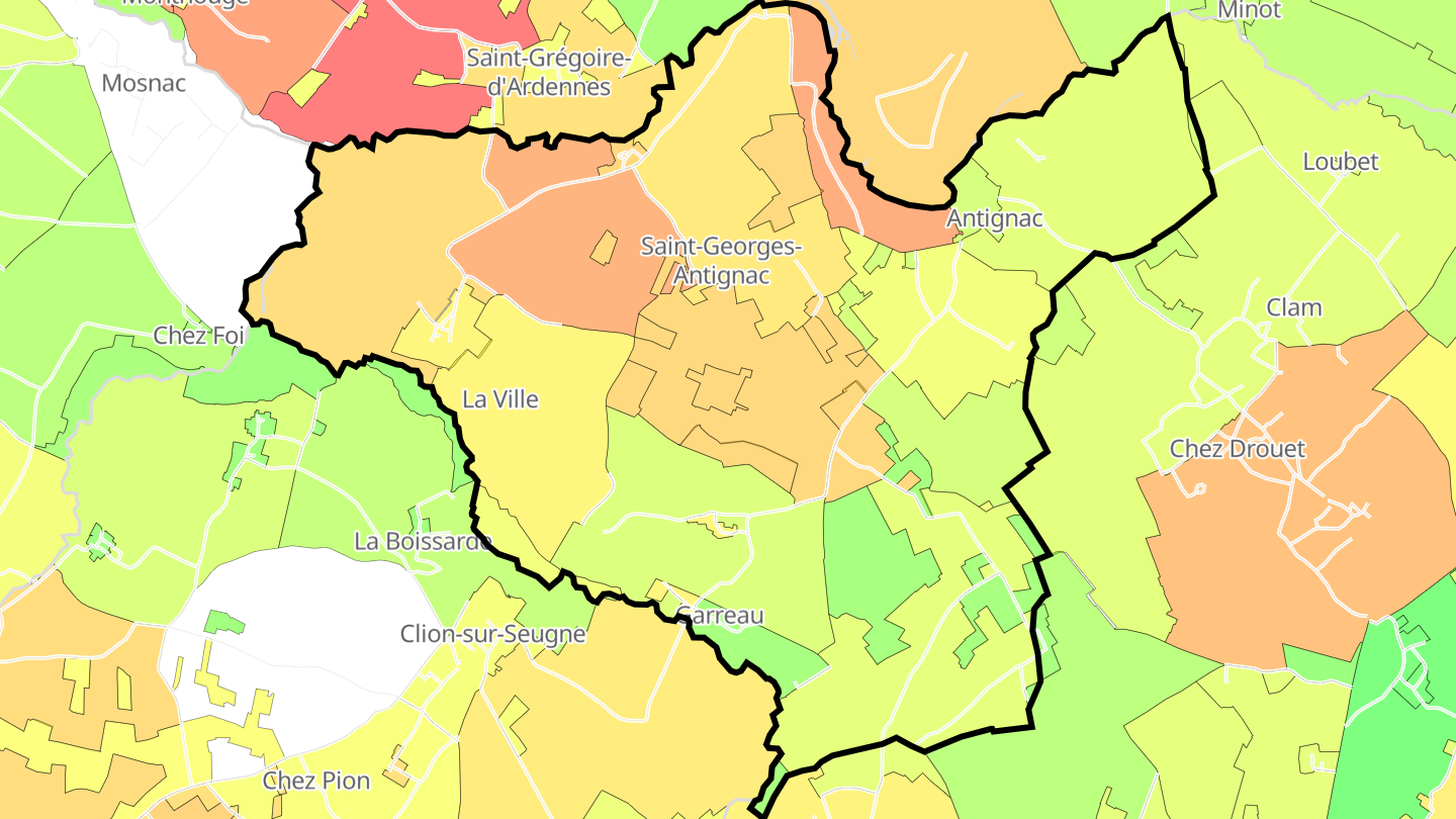 Carte des prix de l'immobilier Saint-Georges-Antignac