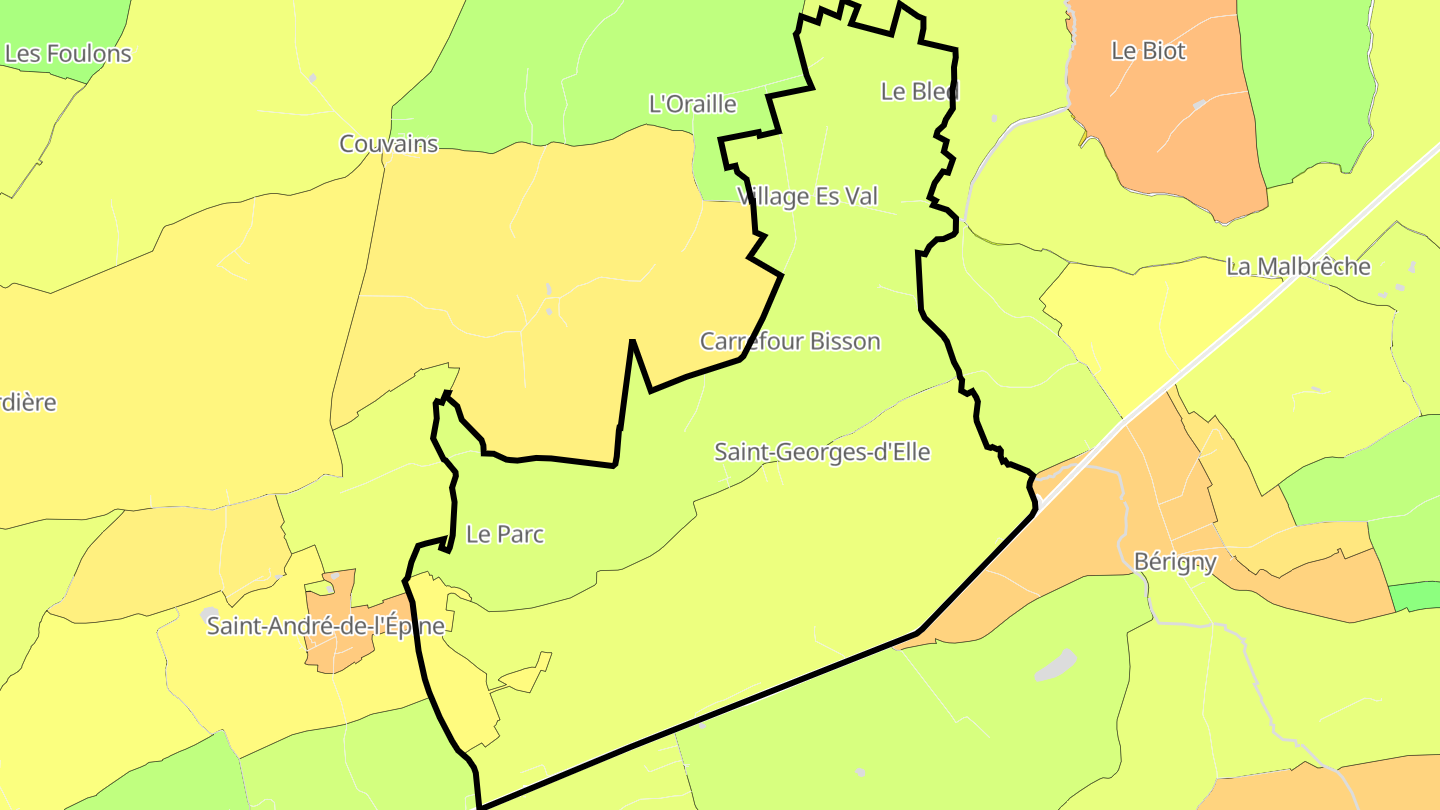 Carte des prix de l'immobilier Saint-Georges-d'Elle