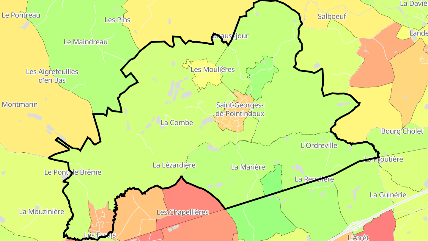 Carte des prix de l'immobilier Saint-Georges-de-Pointindoux