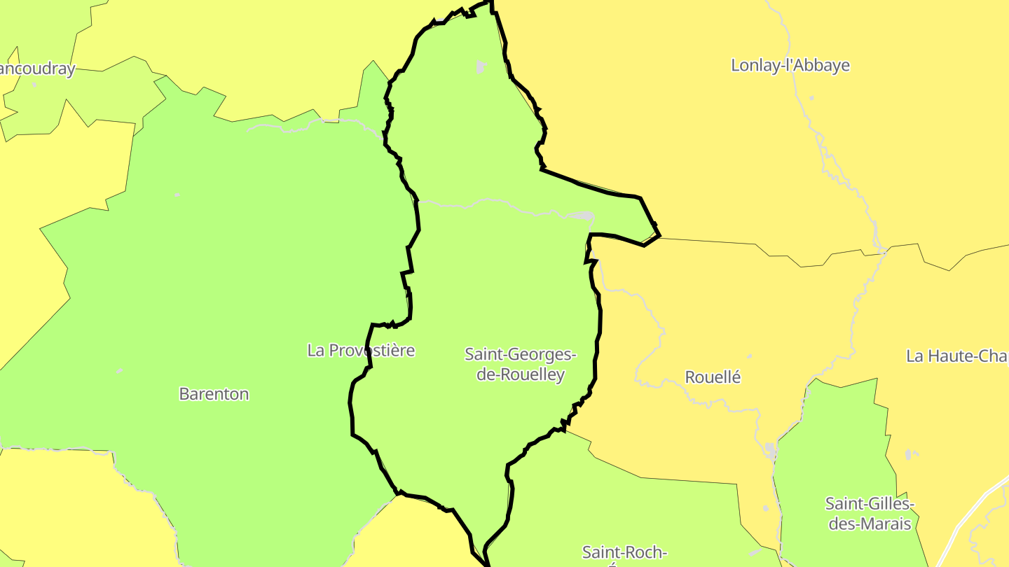 Carte des prix de l'immobilier Saint-Georges-de-Rouelley