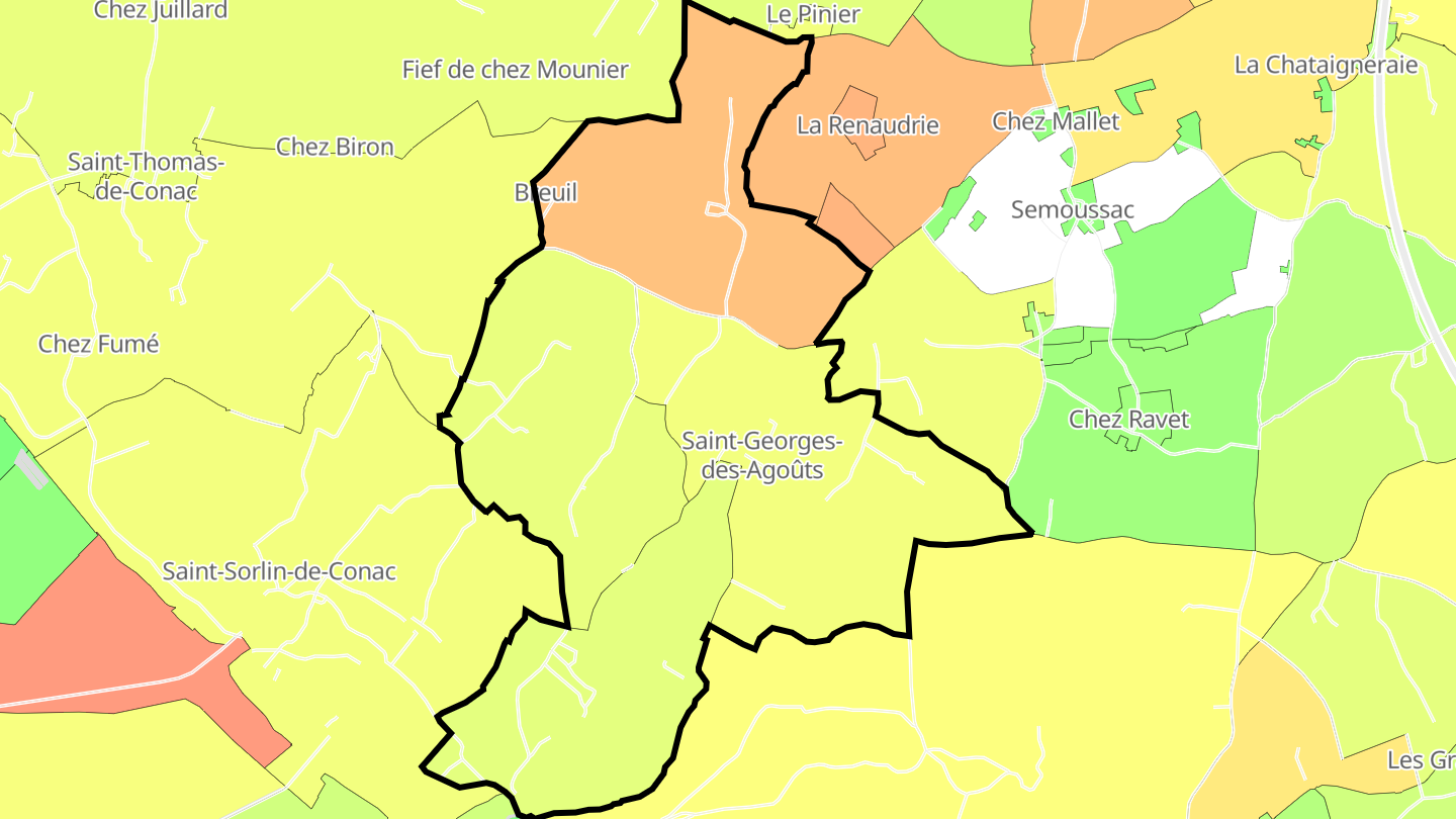 Carte des prix de l'immobilier Saint-Georges-des-Agoûts