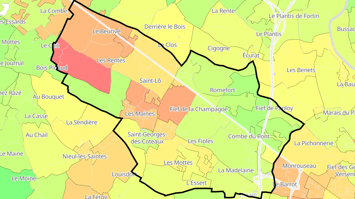 Carte des prix de l'immobilier Saint-Georges-des-Coteaux