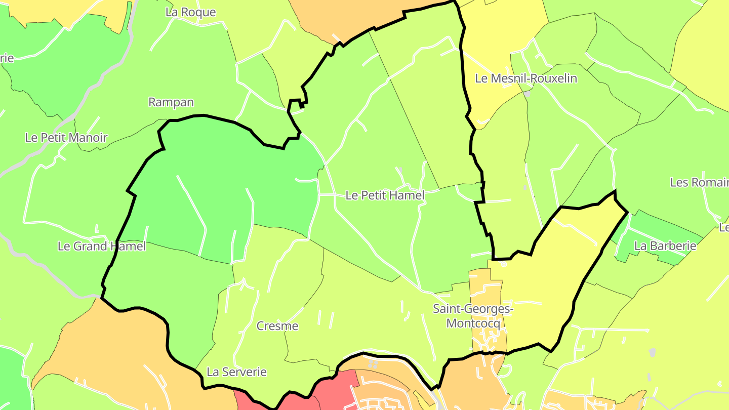 Carte des prix de l'immobilier Saint-Georges-Montcocq