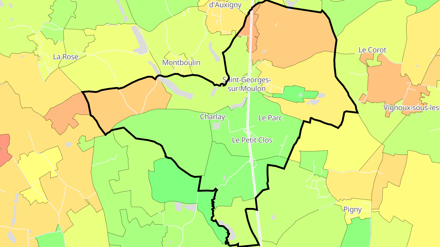 Carte des prix de l'immobilier Saint-Georges-sur-Moulon