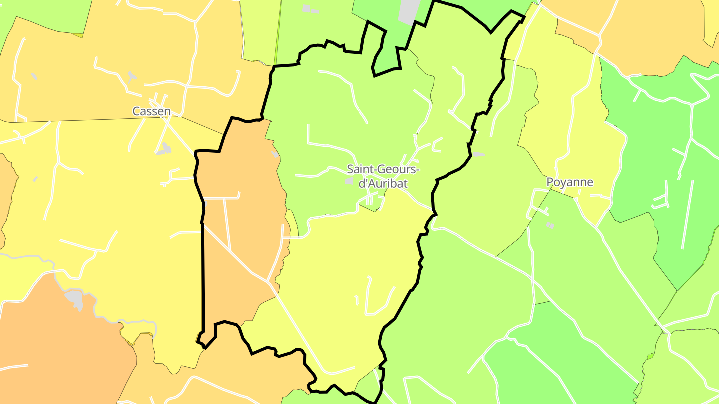 Carte des prix de l'immobilier Saint-Geours-d'Auribat