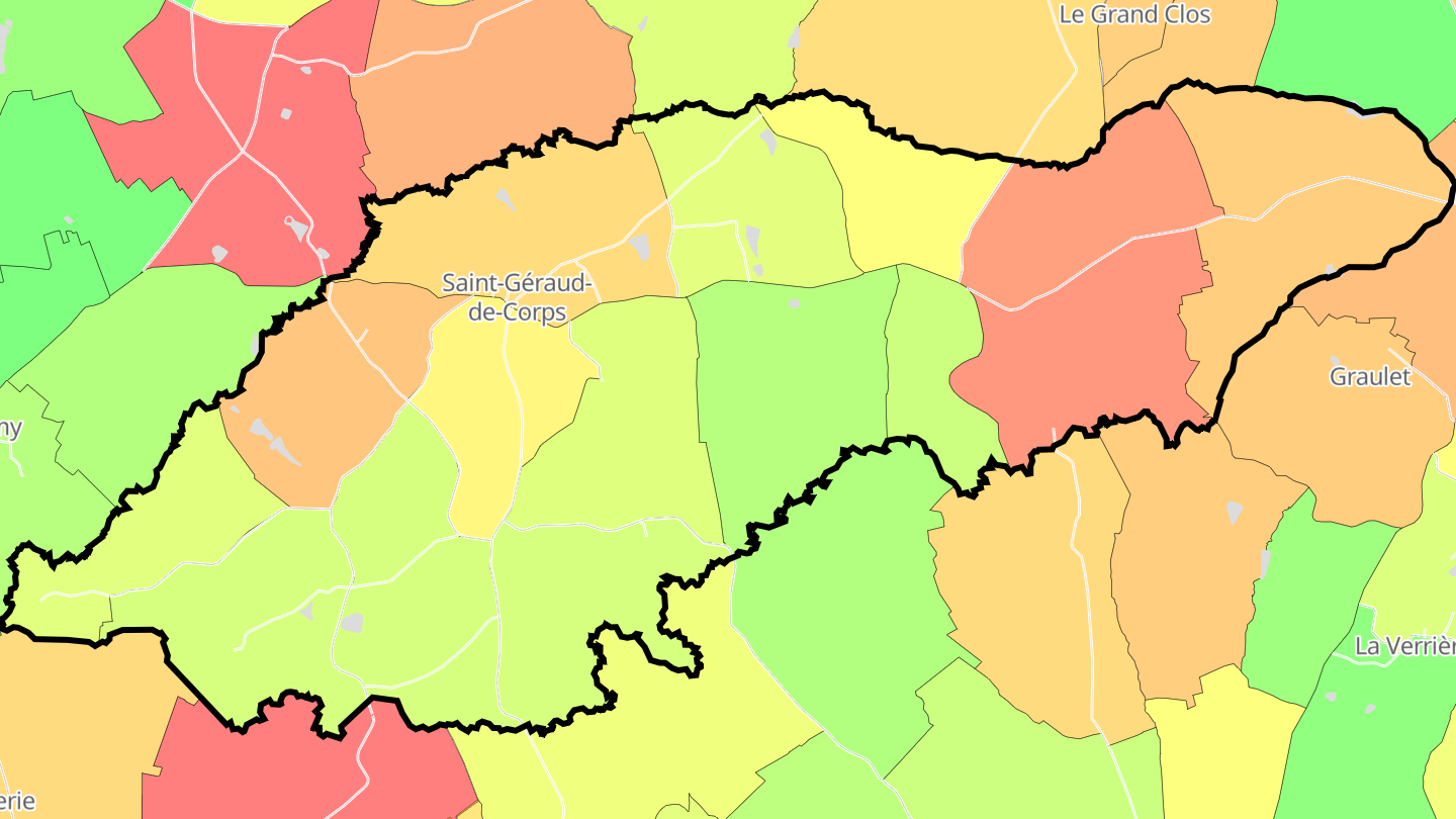 Carte des prix de l'immobilier Saint-Géraud-de-Corps