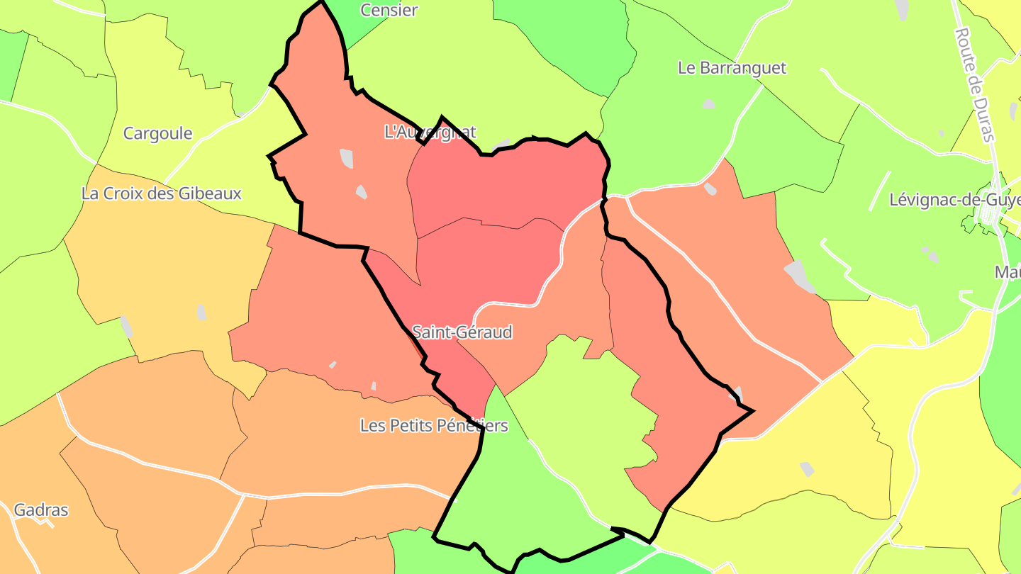 Carte des prix de l'immobilier Saint-Géraud