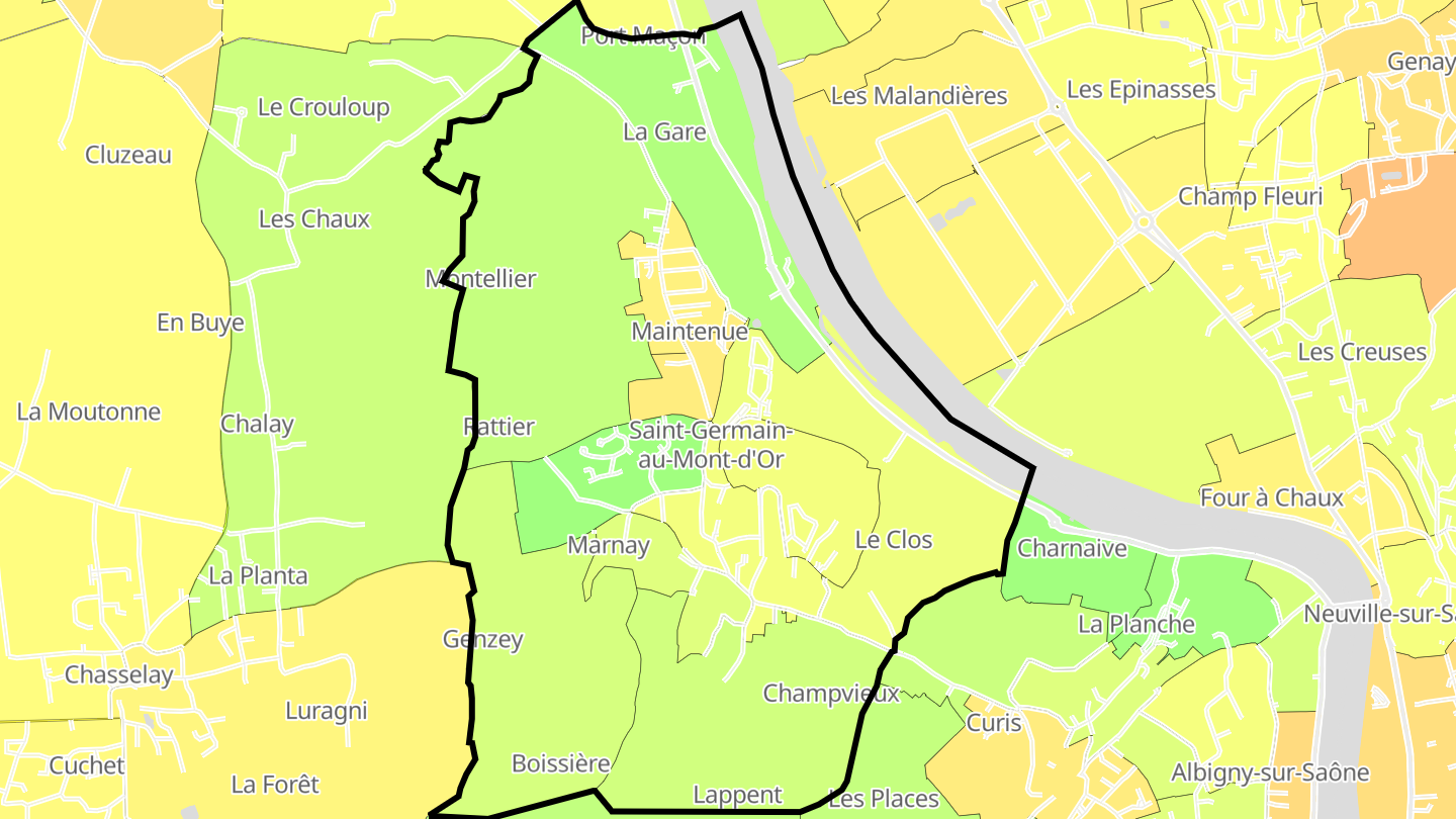 Carte des prix de l'immobilier Saint-Germain-au-Mont-d'Or