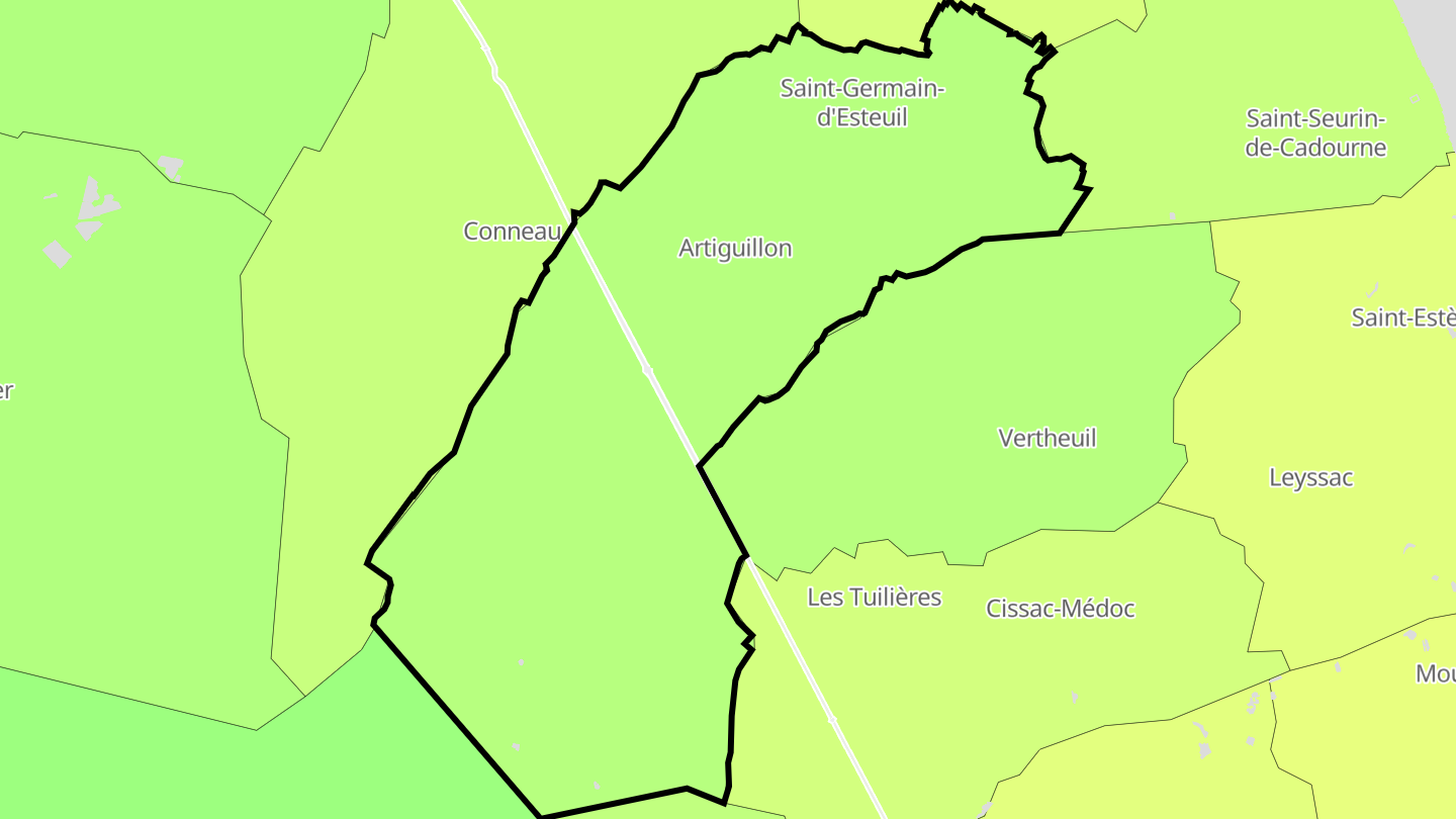 Carte des prix de l'immobilier Saint-Germain-d'Esteuil