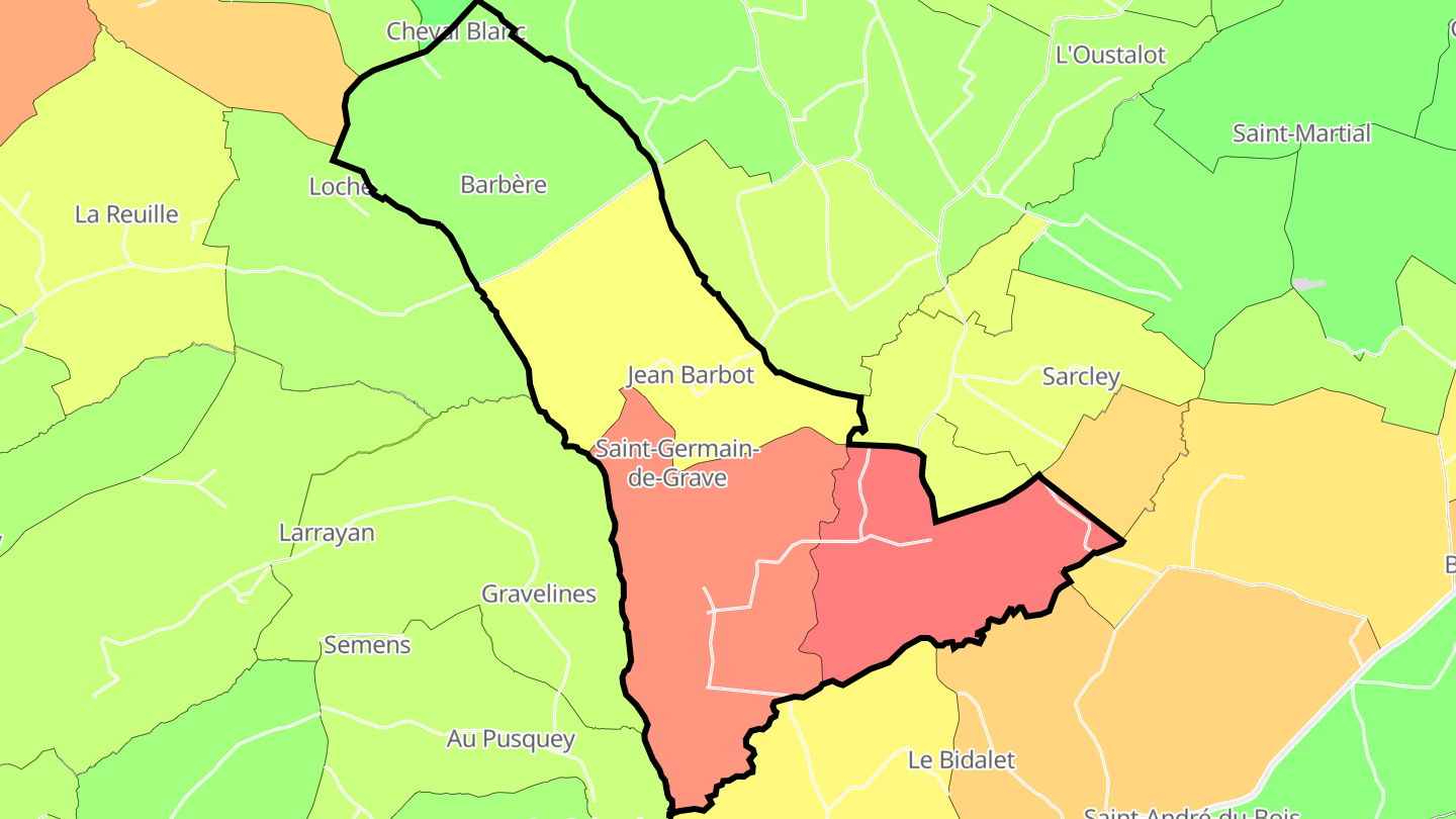 Carte des prix de l'immobilier Saint-Germain-de-Grave