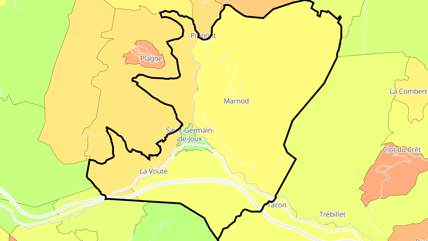 Carte des prix de l'immobilier Saint-Germain-de-Joux