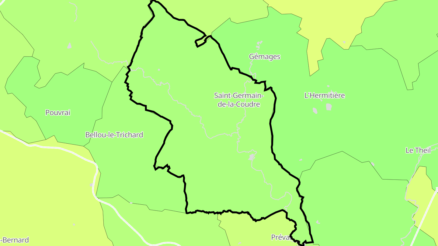Carte des prix de l'immobilier Saint-Germain-de-la-Coudre