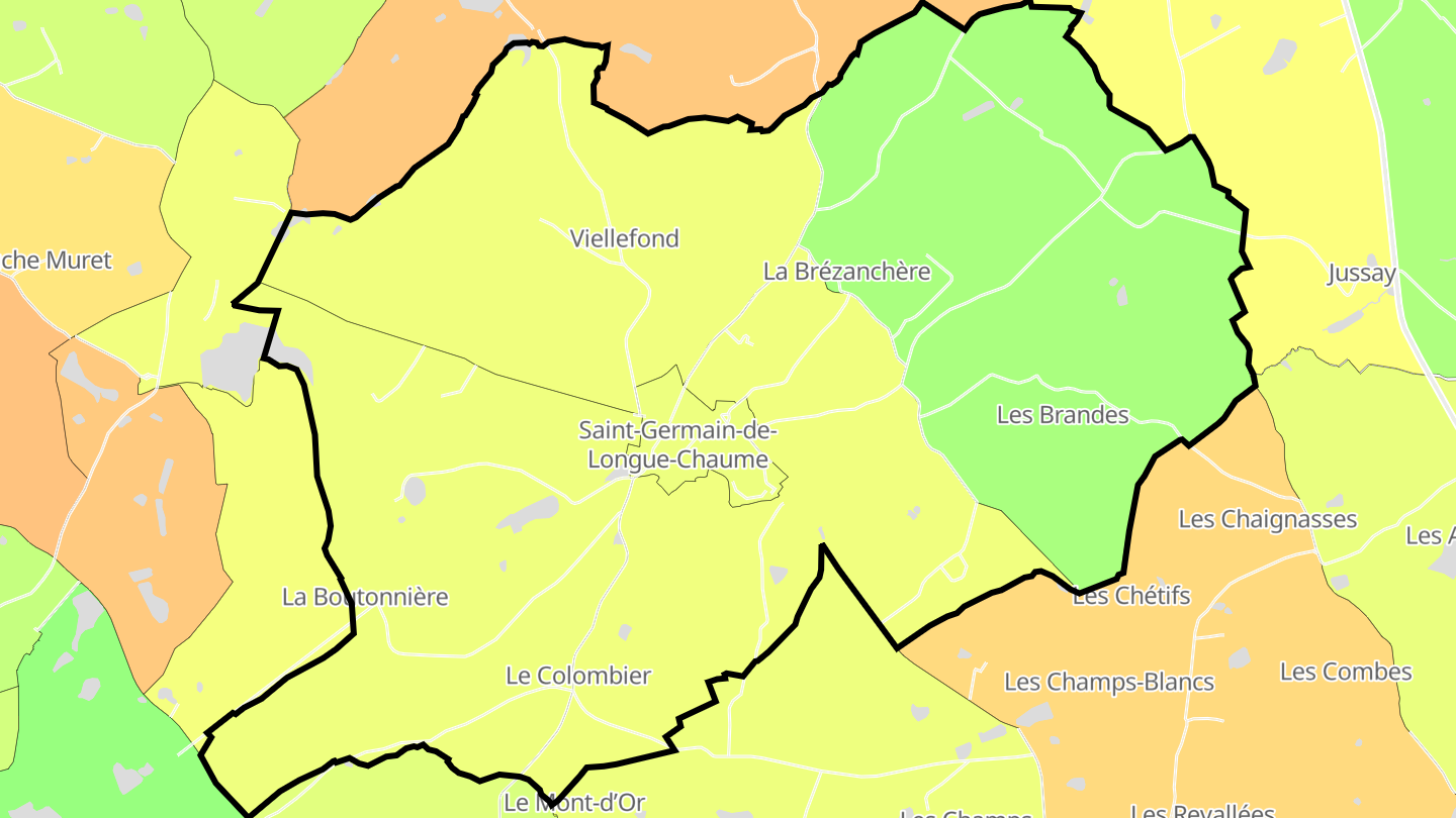 Carte des prix de l'immobilier Saint-Germain-de-Longue-Chaume
